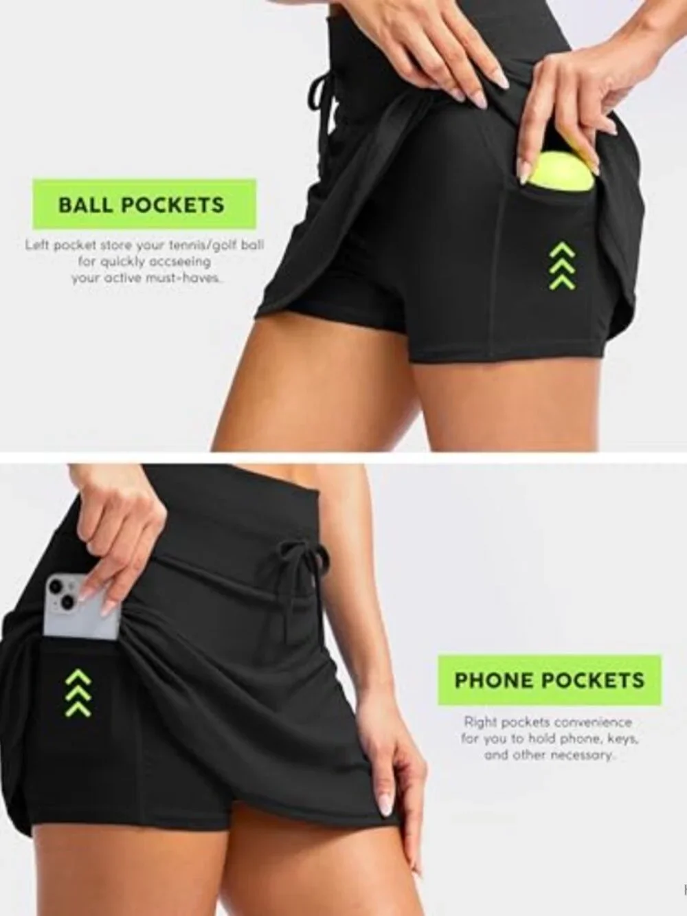 High Waisted Tennis Skort with Pockets Athletic Golf Pickleball Running Skirt